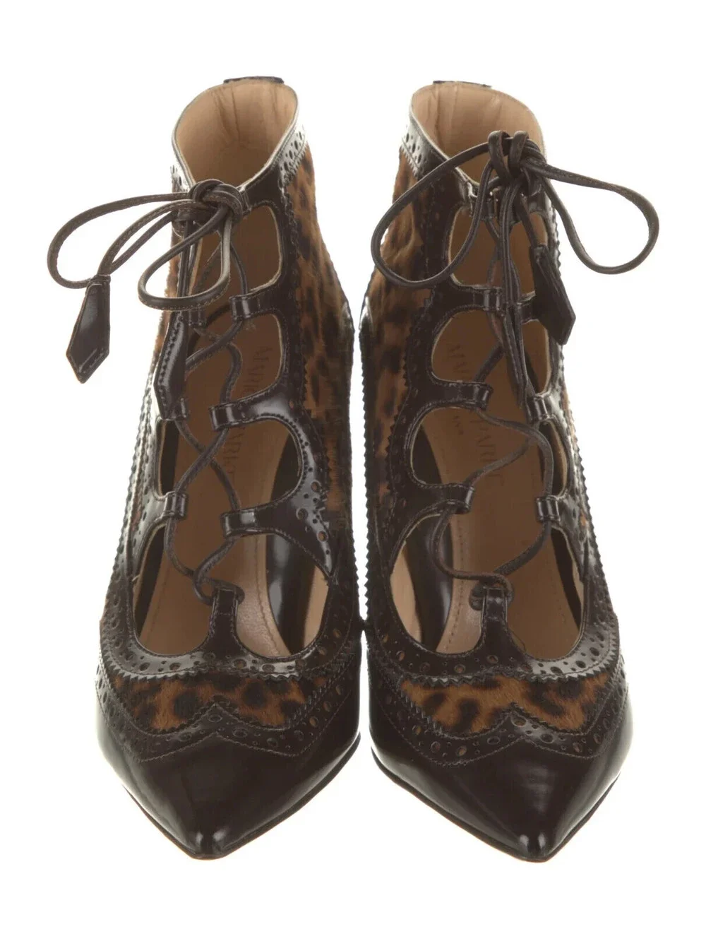 Marion Parke Animal Print Calf Hair Leather Miki Lace Up Pumps Size 5 Italy